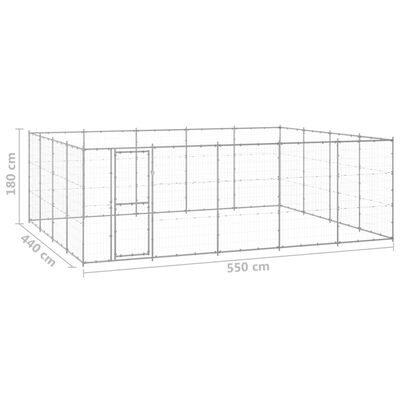 vidaXL Canil de exterior 24,2 m² aço galvanizado