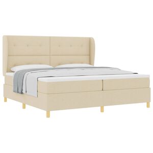 vidaXL Cama Box com cabeceira Manual Creme 200 x 200 cm tecido