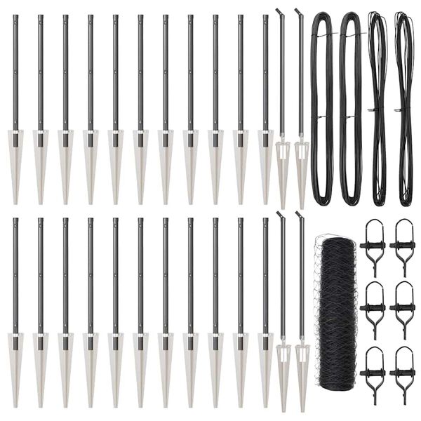 vidaXL Poste de Cerca Cinzeto 50 x 0,4 m (malha de 36 mm) A&ccedil;o e PVC