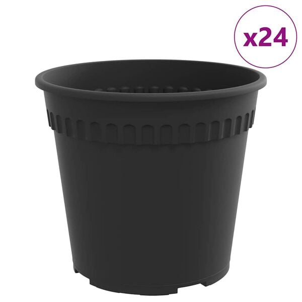 vidaXL Vaso Redondo para Flores 24 pcs Preto &Oslash; 17 x 14 cm Pl&aacute;stico