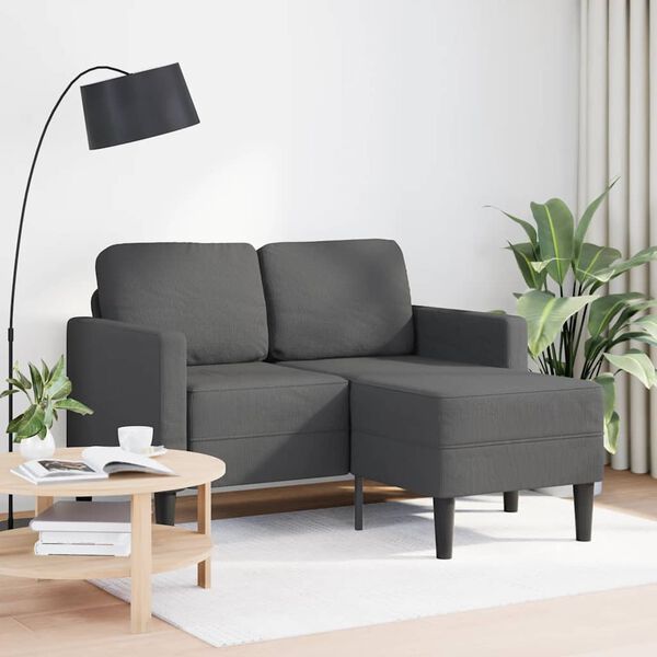 vidaXL Sof&aacute; de 2 lugares com chaise em L cinza escuro 125 cm linho