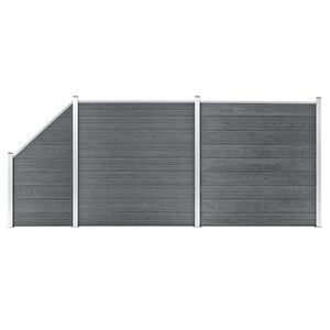 vidaXL Painel veda&ccedil;&atilde;o WPC 2 quadrados + 1 inclinado 446x186cm cinzento