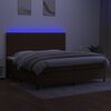vidaXL Cama box spring c/ colch&atilde;o/LED 200x200cm tecido castanho-escuro