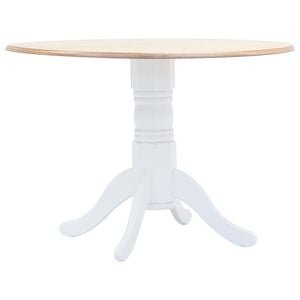 vidaXL Mesa de jantar 106 cm seringueira maci&ccedil;a branco e castanho