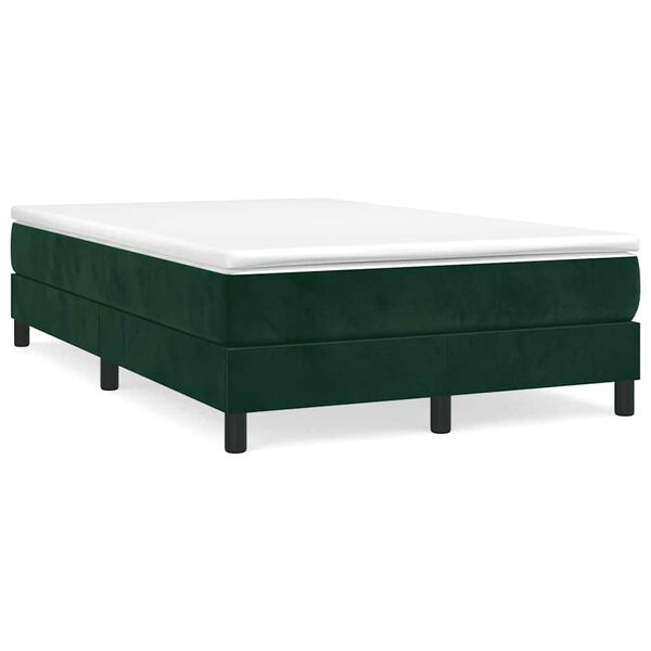 vidaXL Estrutura de cama com molas 120x200 cm veludo verde-escuro