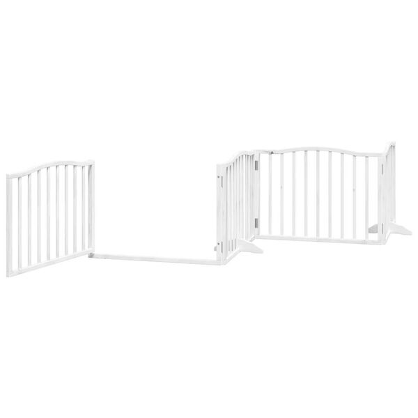 vidaXL Port&atilde;o p/ c&atilde;es com porta dobr&aacute;vel 4 pain&eacute;is 320 cm &aacute;lamo branco