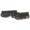 vidaXL Conjunto de Sof&aacute; de Jardim 11 pcs Cinza e Cinza Escuro vime PE