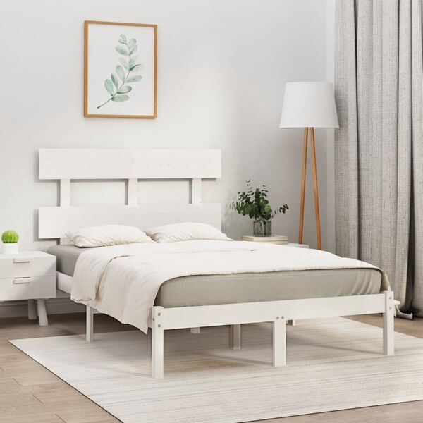 vidaXL Estrutura de cama 160x200 cm madeira maciça branco