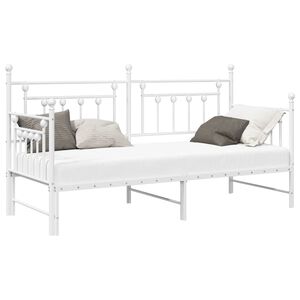 vidaXL Estrutura de cama de dia com cabeceira Branco 75 x 190 cm A&ccedil;o