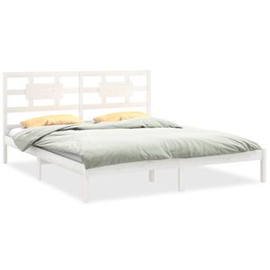 vidaXL Estrutura de cama super king pinho maci&ccedil;o 180x200 cm branco