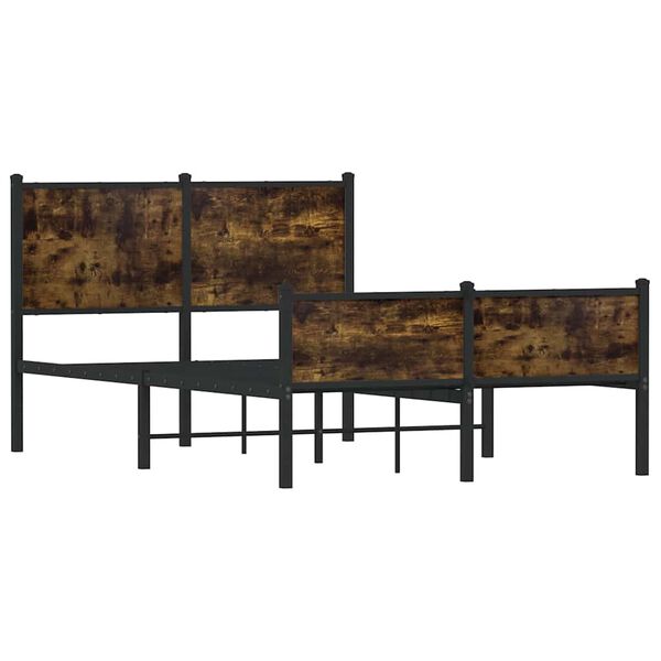 vidaXL Estrutura de cama sem colchão 120x190 cm metal carvalho fumado