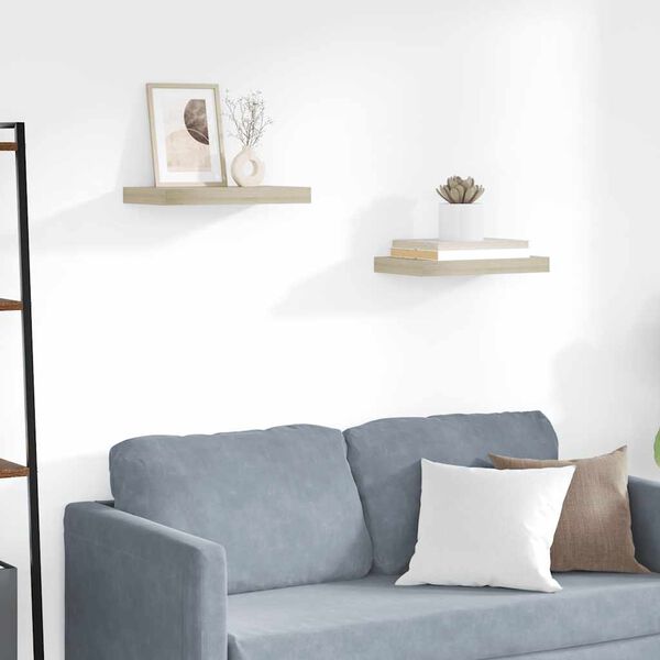 vidaXL Prateleiras parede suspensas 2 pcs 40x23x3,8cm MDF cor carvalho