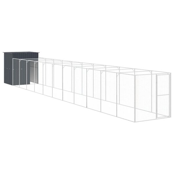 vidaXL Casota p/ cães c/ parque 165x1271x181cm aço galvaniz. antracite