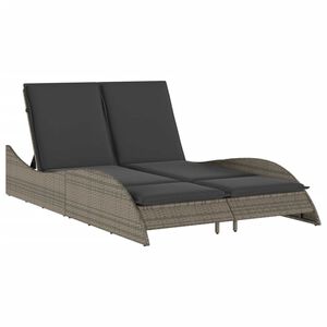 vidaXL Espregui&ccedil;adeira com almofad&otilde;es 114x205x73 cm vime PE cinzento