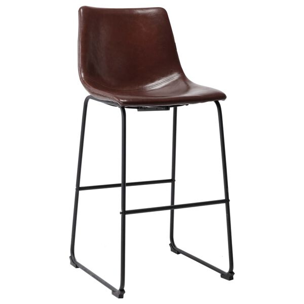 vidaXL Banco de bar couro artificial castanho brilhante