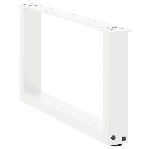 vidaXL P&eacute;s para mesa de centro em formato de U, 2 pe&ccedil;as, branco, 60x(30-31) cm, a&ccedil;o