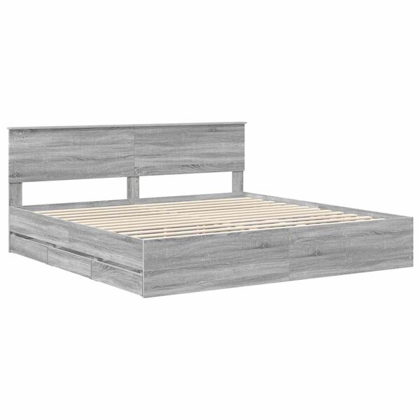 vidaXL Estrutura da Cama com gaveta Cinza Sonoma 200 x 200 cm