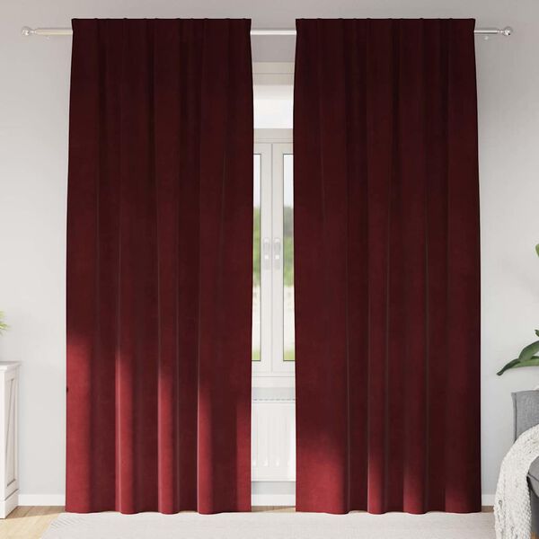 vidaXL Cortinas opacas 2 pcs Vinho Vermelho 140 x 225 cm Veludo