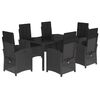 vidaXL 7 pcs conjunto de jantar p/ jardim c/ almofad&otilde;es vime PE preto