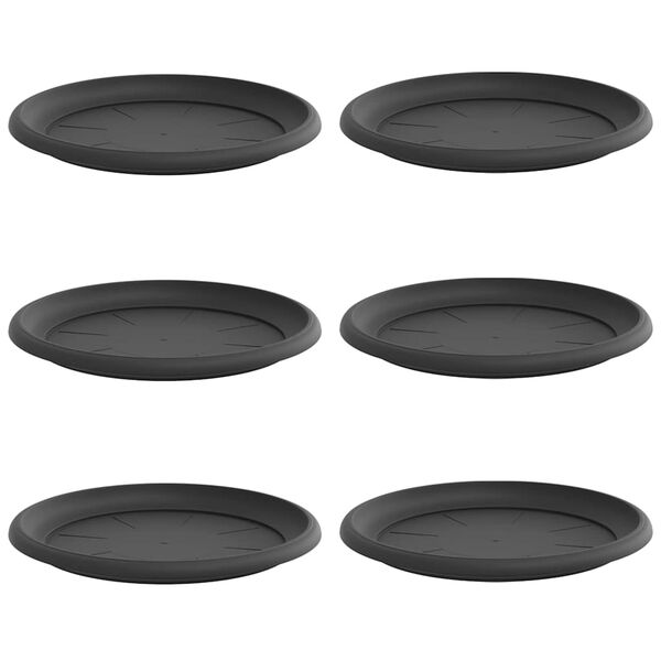 vidaXL Bandeja Redonda de Flores 6 pcs Preto &Oslash; 14 x 2 cm Pl&aacute;stico