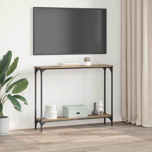 vidaXL Aparador com prateleira Carvalho Artesanal 100 x 22,5 x 75 cm