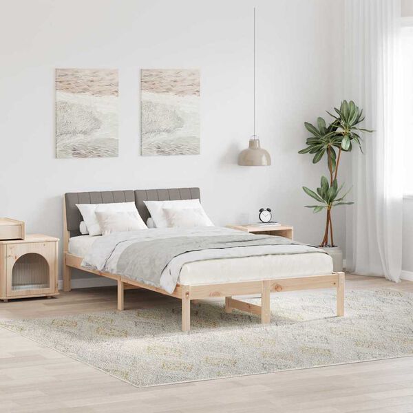 vidaXL Estrutura da cama com cabeceira Marrom e taupe 120 x 190 cm