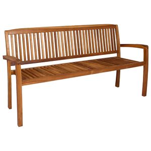 vidaXL Bancos empilh&aacute;veis jardim 3 lugares 159cm madeira teca maci&ccedil;a