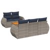 vidaXL Conjunto de sof&aacute; de jardim com 6 pe&ccedil;as e almofadas em rattan sint&eacute;tico cinza