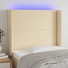 vidaXL Cabeceira cama c/ luzes LED tecido 103x16x118/128 cm cor creme