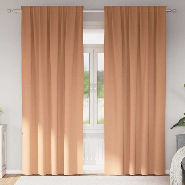 vidaXL Cortinas Blackout com Argolas 2 pcs Marrom Claro 225 x 140 cm