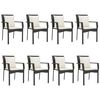vidaXL 9 pcs conjunto de jantar p/ jardim c/ almofad&otilde;es vime PE preto