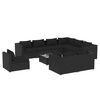 vidaXL 10 pcs conjunto lounge de jardim c/ almofad&otilde;es vime PE preto