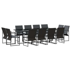 vidaXL Conjunto de Jantar para Jardim 13 unid. Preto A&ccedil;o