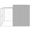 vidaXL Casota c&atilde;es c/ parque 214x253x181 cm a&ccedil;o galvaniz. cinza-claro