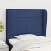 vidaXL Cabeceira de cama c/ abas tecido 103x23x118/128 cm azul