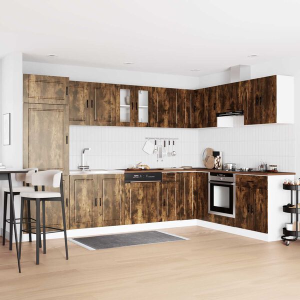 vidaXL Gabinete Base para Pia Porto 2 pcs Castanho Madeira processada