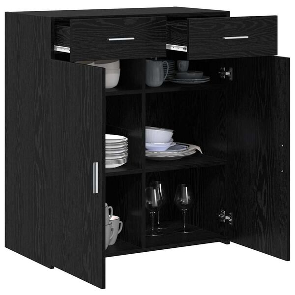 vidaXL Arm&aacute;rio de arruma&ccedil;&atilde;o Carvalho preto 80 x 42.5 x 93.5 cm