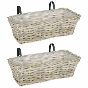 vidaXL Cesta de Plantador Suspensa GENDT 2 unid. Cinza Natural