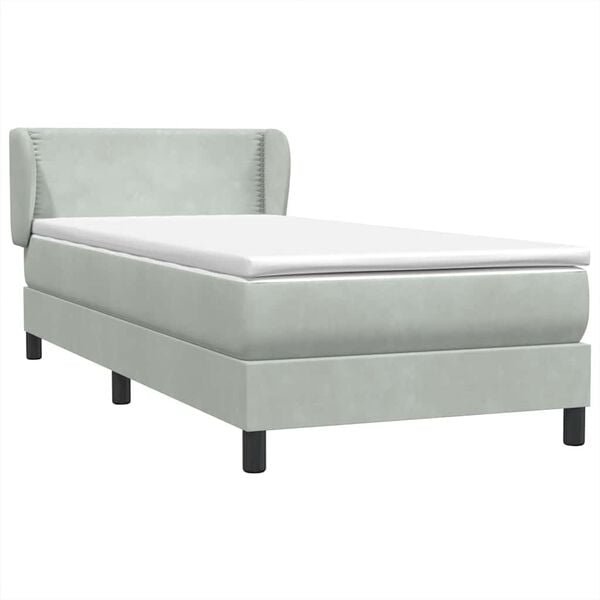 vidaXL Cama com molas/colch&atilde;o Cinza Claro 90x210 cm veludo