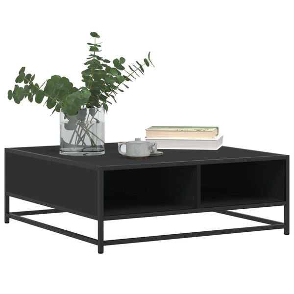 vidaXL Mesa de centro 80x80x30 cm derivados de madeira/metal preto