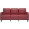 vidaXL Sofá de 3 lugares 180 cm couro artificial vermelho tinto