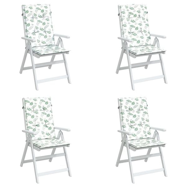 vidaXL Almofad&otilde;es cadeira de encosto alto 4 pcs tecido folhas
