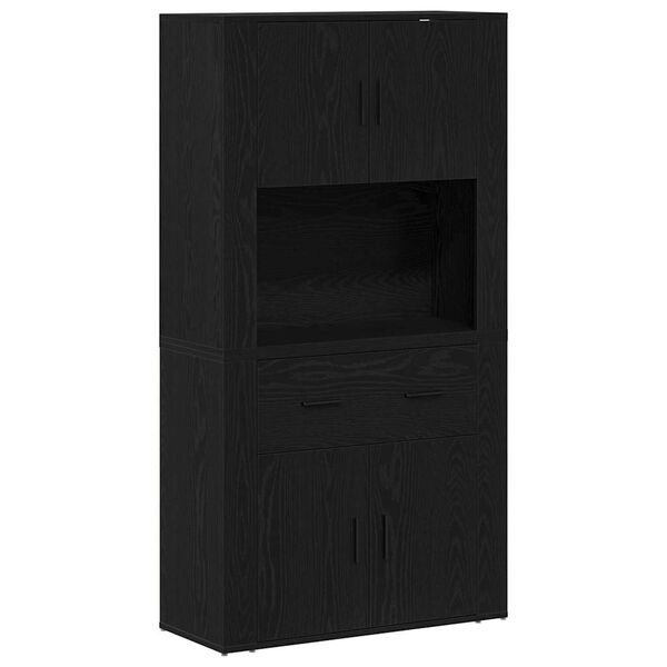 vidaXL Highboard Carvalho preto 80 x 33 x 150 cm Madeira processada
