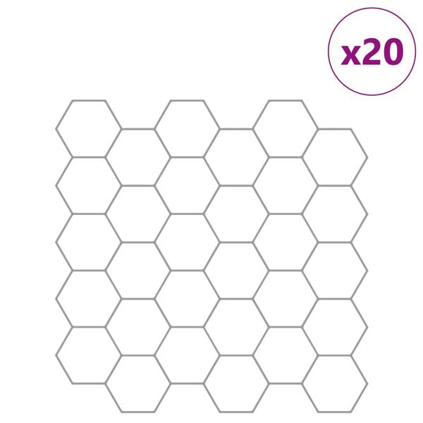 vidaXL Azulejo hexagonal 20 pcs Branco e Cinza 30 x 30 cm