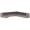 vidaXL 10 pcs conjunto lounge de jardim c/ almofad&otilde;es vime PE cinzento