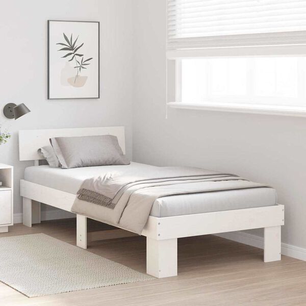 vidaXL Estrutura da Cama Branco 90 x 200 cm Madeira de Pinheiro S&oacute;lida