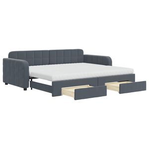 vidaXL Sof&aacute;-cama c/ gavet&atilde;o e gavetas 90x200 cm veludo cinzento-escuro