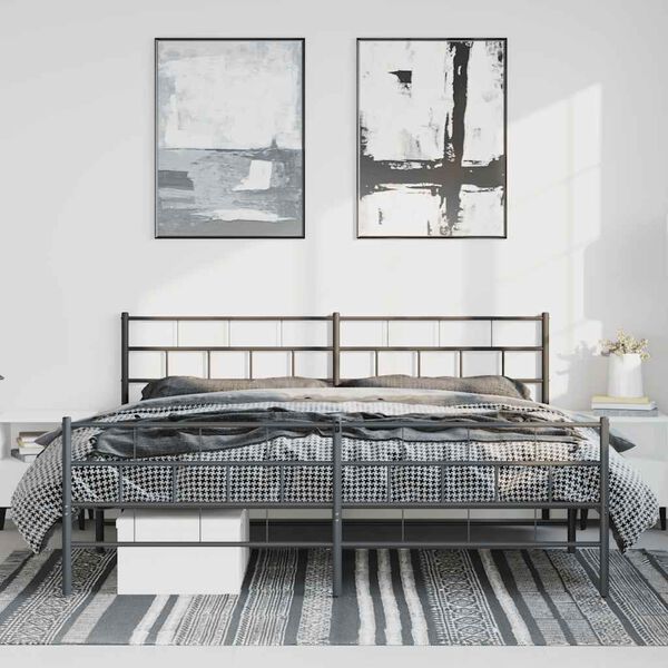 vidaXL Estrutura de cama com cabeceira e pés 193x203 cm metal preto