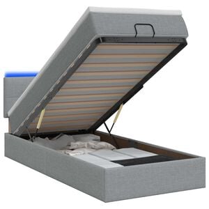 vidaXL Cama Ottoman com Colch&atilde;o e LED Cinzento-claro 90 x 200 cm