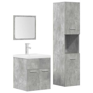 vidaXL 4 pcs conj. m&oacute;veis casa banho derivados madeira cinza cimento